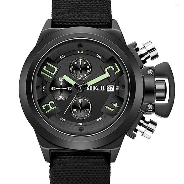 Relógios de pulso BAOGELA Moda Masculina Militar Esportes Relógios À Prova D 'Água Cinta de Lona Casual Quartz Relógio de Pulso Masculino Relogio Masculino Verde