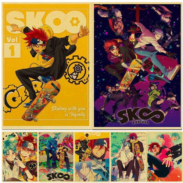 Vintage sk8 o infinito anime japonês cartazes hd cartaz de papel kraft decoração para casa estudo quarto bar café pinturas parede h0928259f