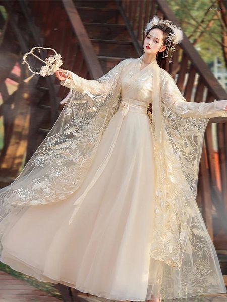 Сценическая одежда, кружевная вышивка, женский костюм ханьфу, летнее дышащее платье феи в китайском стиле, национальный танцевальный хор, косплей