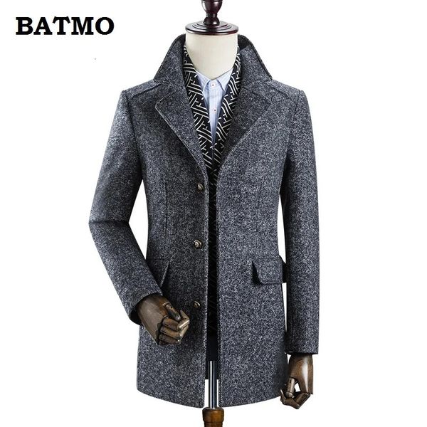 Мужские куртки BATMO, поступление 2024 года, зимний шерстяной толстый плащ, мужской серый повседневный плащ 828 231205