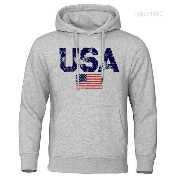 Jaquetas masculinas Vintage EUA Bandeira Street Print Roupas Homens Hip Hop Personalidade Com Capuz Crewneck Moda Hoodies Fleece Pullovers Moletons 231110