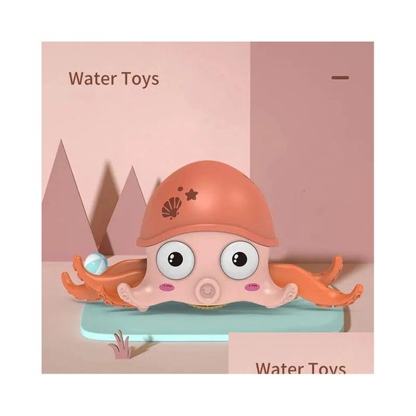 Badespielzeug Octopus Spielzeug Baby Kleinkind Pling Line Clockwork Cartoon Cling Walking Quallen Land und Wasser Spaß Pool Drop Lieferung Kinder Matte Ot4Bu