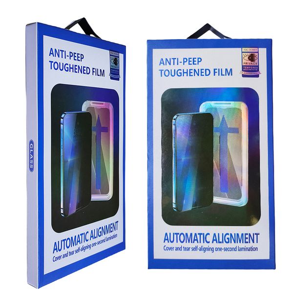 Telaio di facile installazione Kit di installazione antipolvere Protezione per schermo in vetro temperato per privacy per iPhone 13 14 15 pro Max anti-pipì Copertura completa anti-polvere Allineamento automatico