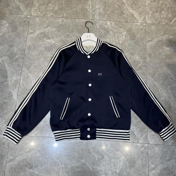 Giacche da donna Capispalla da donna Cappotto da giacca da baseball con collo in piedi blu con giuntura in filo americano dolce Abbigliamento alla moda