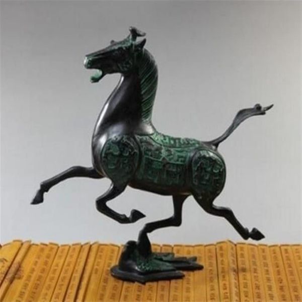 Requintado antigo chinês estátua de bronze cavalo mosca andorinha figuras cura medicina decoração 100% bronze bronze3252