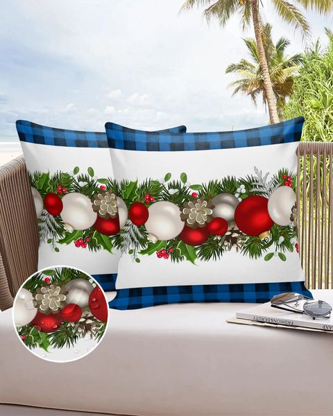 Almofada / Travesseiro Decorativo 2/4 PCS Natal Inverno Bola de Natal Vermelha À Prova D 'Água Sofá Decorativo Lance Capa de Almofada Caso Jardim Pátio Capas de Almofada 231204