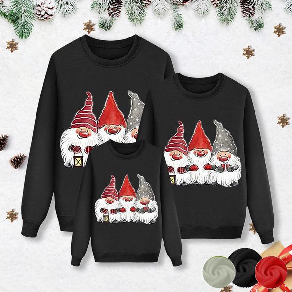 Família combinando roupas natal boneca impressão outfit manga longa bonito cervos hoodies pulôver moletom blusa para navidad 231204