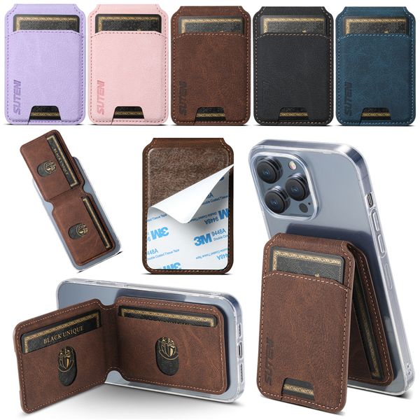 Retro magnetische Litchi graan lederen tas voor iPhone Samsung LG Nokia Google Xiaomi Redmi Motorola Sony mobiele telefoon Universele meerdere kaartsleuven Portemonnee beugel Shell