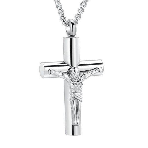 Ijd11129 cruz de jesus cinzas pingente colar de aço inoxidável cremação jóias funeral lembrança urna colar para cinzas inteiras pr263r