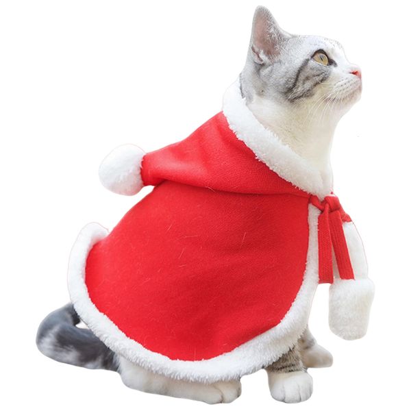 Одежда для собак Rairsky Festive Christmas Pet Cape Красный бархатный плащ для кошек с белой меховой отделкой Идеально подходит для праздничных вечеринок 231205