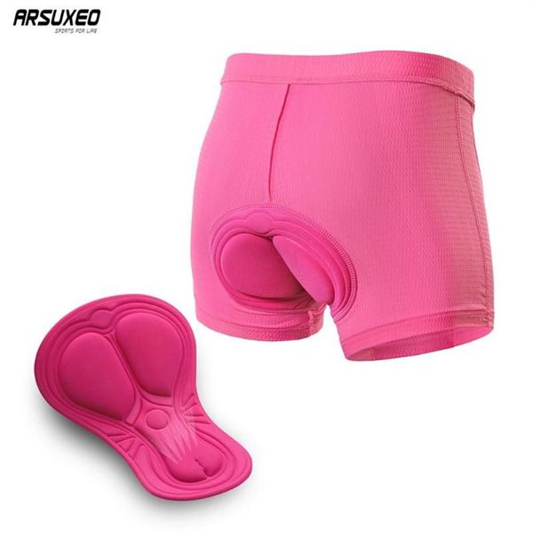 ARSUXEO 3D Gel Imbottito Pantaloncini da ciclismo da donna Pantaloncini MTB Mountain Bike Bicicletta Intimo Equitazione Mutande antiurto 4 colori163B