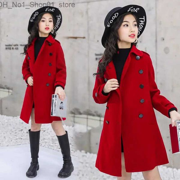 Piumino per ragazze Cappotto per bambini Panno di lana 2023 Rosso Addensare Caldo Inverno Autunno Bambini Capispalla in cotone Pile di lana Taglie forti Abbigliamento per bambini Q231205