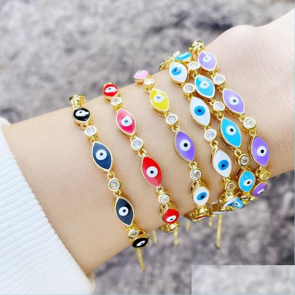 Charme Pulseiras Vendendo Estilo Boêmio Esmalte Oval Evil Eye Charme Pulseira Jóias Para Mulheres Presente Drop Delivery Jóias Pulseiras Dhhbg