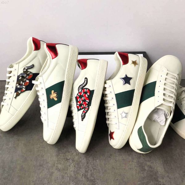 Top Designer Scarpe di marca Scarpe da ginnastica classiche Love Sneakers Sneaker in pelle Fiore ricamato Python Tiger Cock 100 Ace Uomo Donna Nuovi colori Taglia US5135 Con scatola verde N