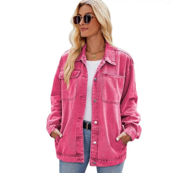 Giubbotti da donna 2023 Autunno Inverno Moda manica lunga giacca di jeans per le donne Casual allentato Jeans da donna Cappotto S-XL Drop