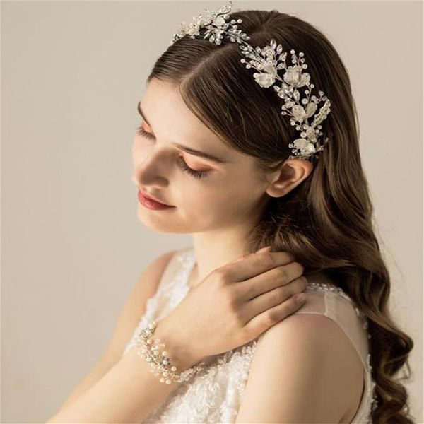 Свадебная повязка на голову с пресноводным жемчугом, корона принцессы, тиара, головной убор со стразами и кристаллами для невесты, женщин и девочек, аксессуары для волос263N