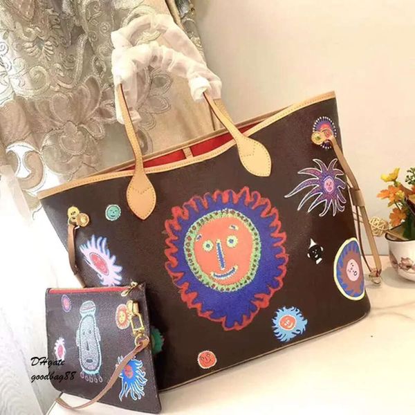 Grafiti tote moda çantalar kadın tasarımcı speedys yastık cross body kompozit çanta omuz dükkan çantaları tuval gerçek