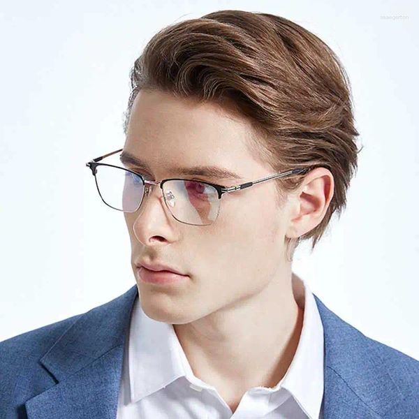 Оправа для солнцезащитных очков 2023, очки из чистого титана, прямоугольные мужские сверхлегкие очки с синим светом, оптические очки по рецепту, изготовленные на заказ близорукие линзы