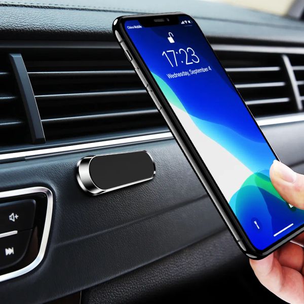 Mini tira forma magnética suporte do telefone do carro para iphone samsung xiaomi parede de metal ímã gps carros montar painel