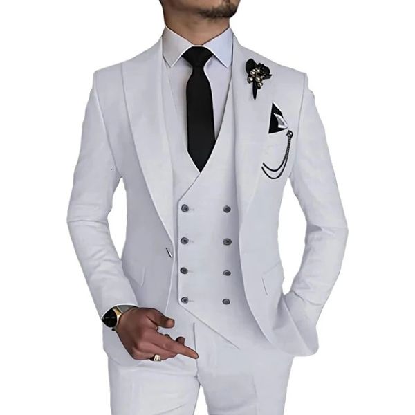 Herrenanzüge, Blazer, 3-teiliger Herrenanzug, schmale Passform, Ein-Knopf-Smoking-Blazer, Weste, Hose, formelle Business-Hochzeit, Abschlussball, Anzüge 231205