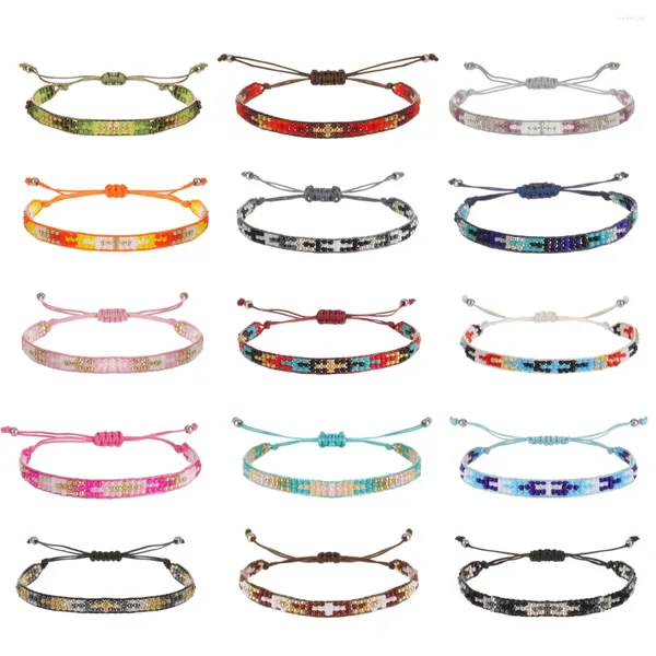 Charm-Armbänder, Boho-Samen-Armband für Damen und Herren, Sommer-Surf-Fußkettchen, verstellbare handgeflochtene Wachsseilkette