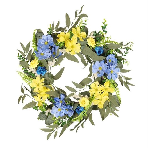 Ghirlande di fiori decorativi Porta d'ingresso per ghirlanda primaverile estiva Ghirlanda di vimini artificiale Decorazione parete per finestra Ornamento265d