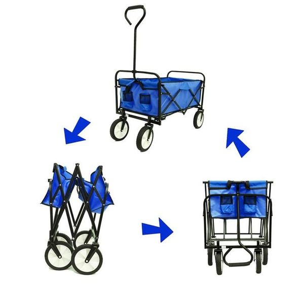 US STOCK DHL azul dobrável vagão jardim compras praia carrinho de brinquedo dobrável carrinho de esportes vermelho portátil carrinho de armazenamento de viagem 271g