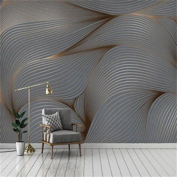 3D Wandbild Tapete Geometrische Abstrakte Linien Wohnzimmer Schlafzimmer Hintergrund Wand Dekoration Wasserdicht Antifouling Wallpapers246F