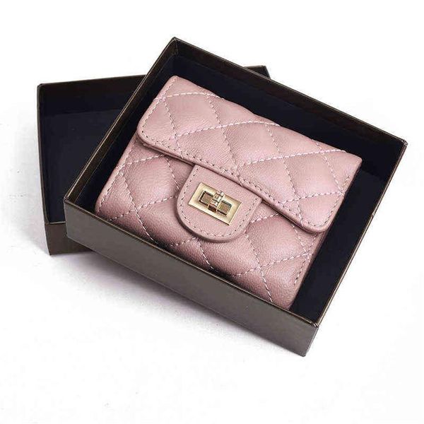 Mulheres de luxo design carteiras folde bolsas couro genuíno moda curto dinheiro saco embreagem carteira trava ferrolho bolsa pequena carteira x220279o