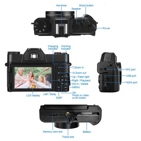 Cattura ogni momento con questa videocamera per vlogging con fotocamera digitale Po di alta qualità: perfetta per Youtube, Wi-Fi abilitato, obiettivo grandangolare, zoom digitale 16X, risoluzione 48 MP,