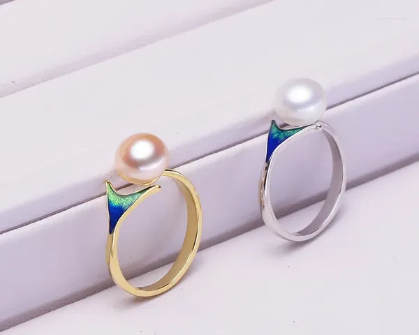 Cluster-Ringe, blaue Meerjungfrau-Design, Perlen-Zubehör, echte Frauen-Geschenke, kleiner Großhandel für den Laden