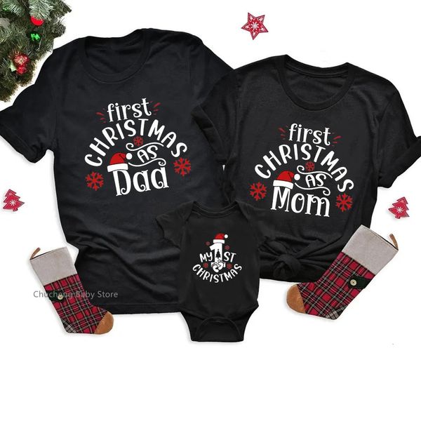 Abiti coordinati per la famiglia Prime magliette di Natale Divertenti come papà mamma Baby 1st Xmas Look Magliette per le vacanze 231204