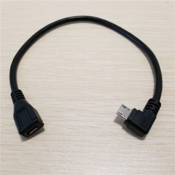 Ângulo direito micro USB B 5pin 5p de 90 graus macho à carga fêmea 25cm dos dados da extensão