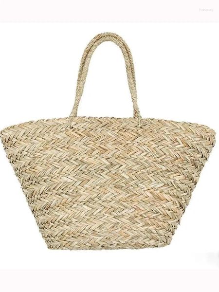 Duffel Bags Fitshinling Bolsa De Palha Artesanal Boêmia Férias Vintage Grande Capacidade Moven Rattan Bolsas De Ombro Para Mulheres Tote Feminino