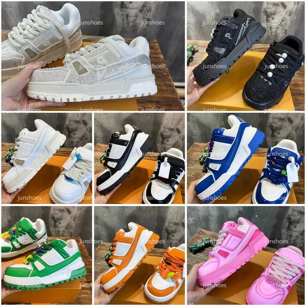 Eğitmen Maxi Sneaker Tasarımcı Ayakkabı Moda Kadınlar Sıradan Ekmek Ayakkabı Lüks Buzağı Deri Kauçuk Sole Platform Spor Sneaker Çift Stil Kaykay Ayakkabı 35-45