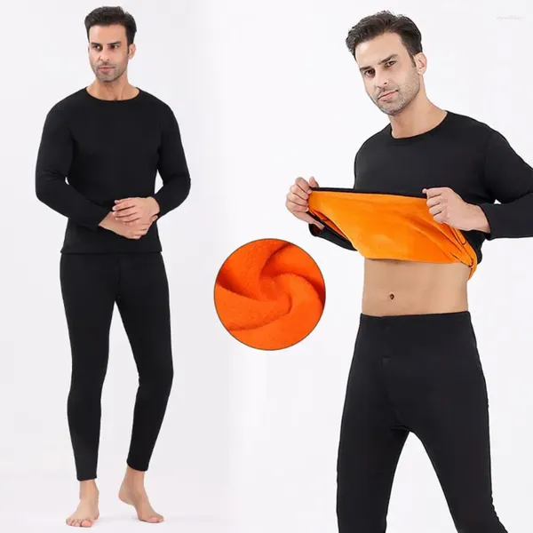 Roupa interior térmica masculina conjunto de calças superiores unissex inverno quente grosso velo forrado manga longa pijama para esporte camada base