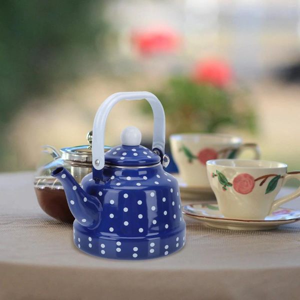 Geschirr-Sets Wasserkocher Tee Teekanne Topf Wasser Emaille Kaffee Keramik Kochkessel Top Vintage Pfeifen emailliert Herdplatte Japanisch Lose