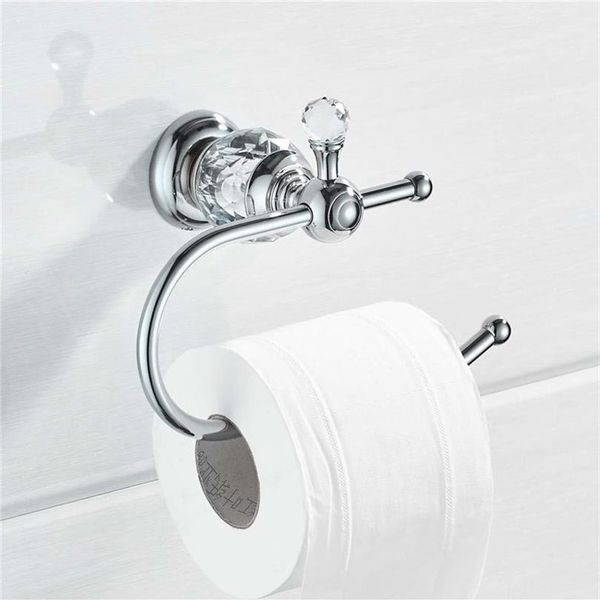 Хромированный хрустальный держатель для туалетной бумаги, твердый латунный рулон, польский полотенце, настенные аксессуары для ванной комнаты Y200108250e