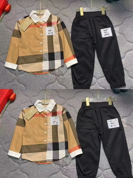 set di vestiti per bambini abiti firmati per neonati set di 2 pezzi camicie e pantaloni vestiti per ragazze di colore marrone 2024