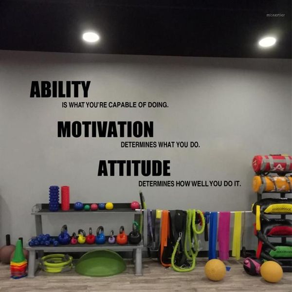 Decalques de parede de academia pôster motivacional fitness citações adesivos de parede-habilidade motivação atitude academia decor1311g