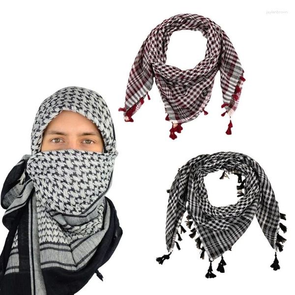 Шарфы Арабский шейный платок для мужчин и женщин Этнический куфия Арабский хиджаб Шарф Пустынный головной платок Пылезащитный чехол для лица Жаккардовая шаль