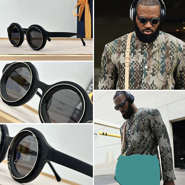 Herrenmode-Sonnenbrille mit rundem Rahmen, luxuriöser Metallrahmen, Harzlinse, Temperament, Straßenfoto-Sonnenbrille, Erstklassige Originalverpackungsbox Z2501U