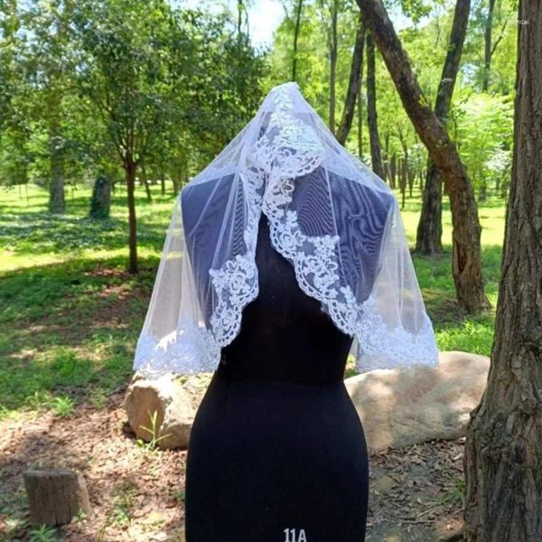 Sciarpe Veli da sposa bianchi Velo di pizzo monostrato per la sposa Foulard da doccia Dropship