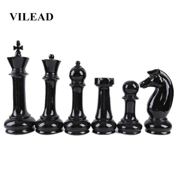VILEAD sechsteiliges Set internationale Schachfiguren aus Keramik, kreatives europäisches Kunsthandwerk, Heimdekoration, Zubehör, handgefertigte Ornamente, T260Z