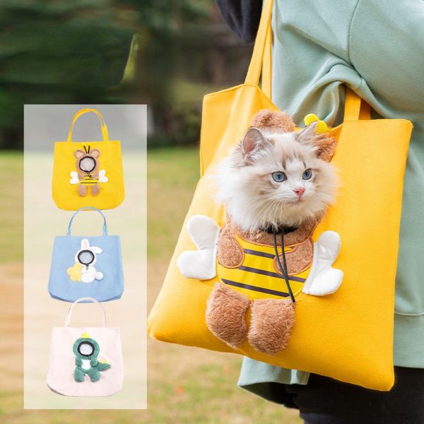 Borsa trasportino per gatti Borsa per cani di piccola taglia, Trasportino per cani di piccola taglia a forma di testa da spettacolo carina, Borsa a tracolla in tela per animali domestici, Borsa a tracolla morbida per trasportino per cani