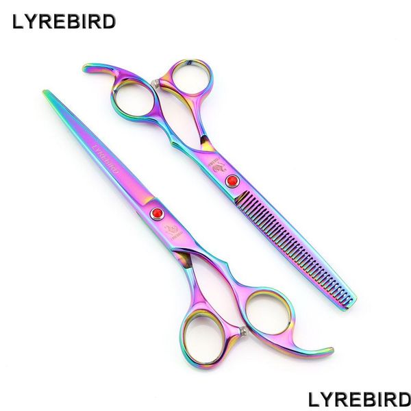 Per le forbici per capelli da 7 pollici taglio 6,5 diradati di diradamento Lyrebird Rainbow Dog Grooming Drop Delivering Products Care Styling Dhbzk