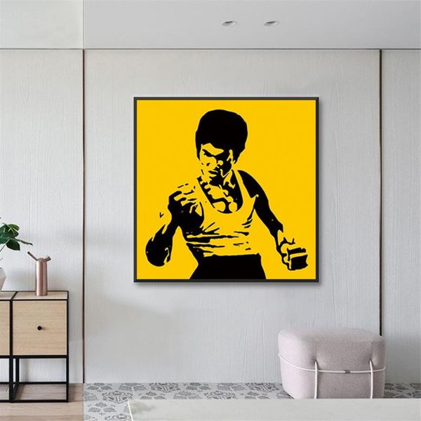 Bruce Lee Poster und Drucke, Filmstar, Wandkunst, Leinwandgemälde, abstraktes Porträt, Wandbild für Schlafzimmer, Dekoration, Wandmalerei206u
