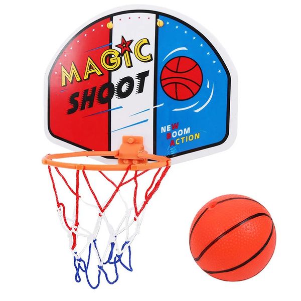 Palline giocattolo in plastica Tabellone per bambini Indoor Sport per bambini regolabile Cestino sospeso Tabellone da basket per bambini con palla 231204