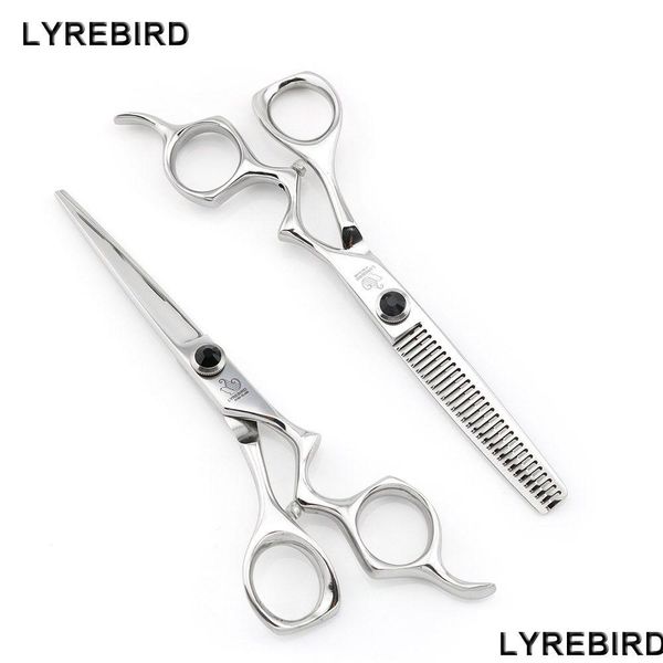 Haarschere Lyrebird High Class 6 Zoll Japan Friseur professionelle Qualität Schwarz Stein Drop Lieferung Produkte Pflege Styling DHQPO