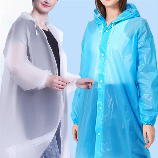 Raincoats 1 pc adulto impermeável capa de chuva reutilizável eva chuva poncho para crianças meninas mulheres transparente claro chuva terno estudante